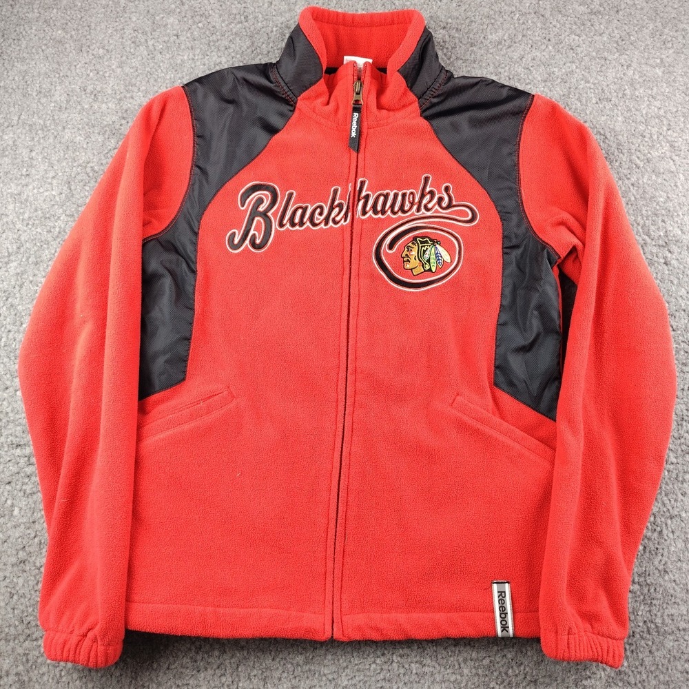 Reebok Chicago Blackhawks Red Fleece Jacket‎ Womens Small Full Zip NHL